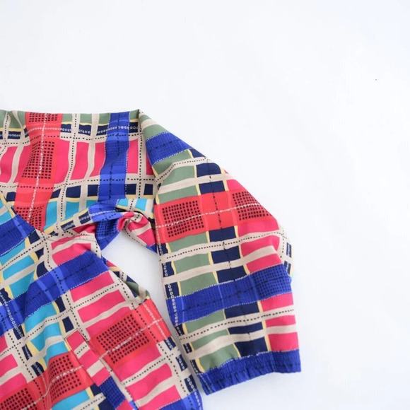 Vintage 90'S  Koret Pink & Blue Checker Pattern Zip Up Bomber Jacket L - Picture 5 of 12